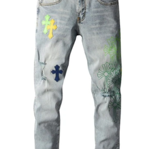 Chrome Heart Cross Patches Skinny Jeans