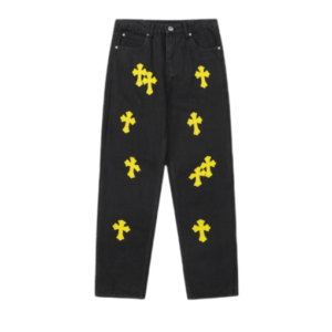 Chrome Hearts Distressed Yellow Jeans