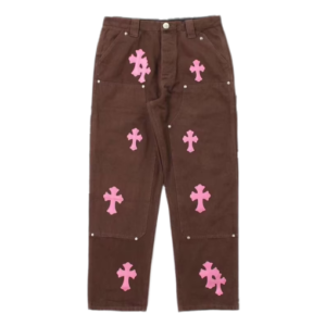 Chrome Style Brown Carpenter Hearts Pants