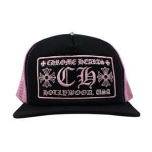 Chrome Hearts CH Hollywood Trucker Hat – Black-Pink