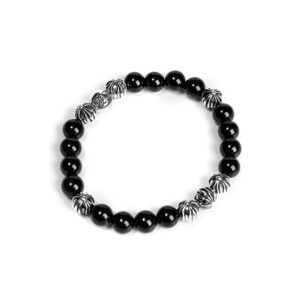CH Onyx Bead Bracelet 8MM (8 Silver Beads)